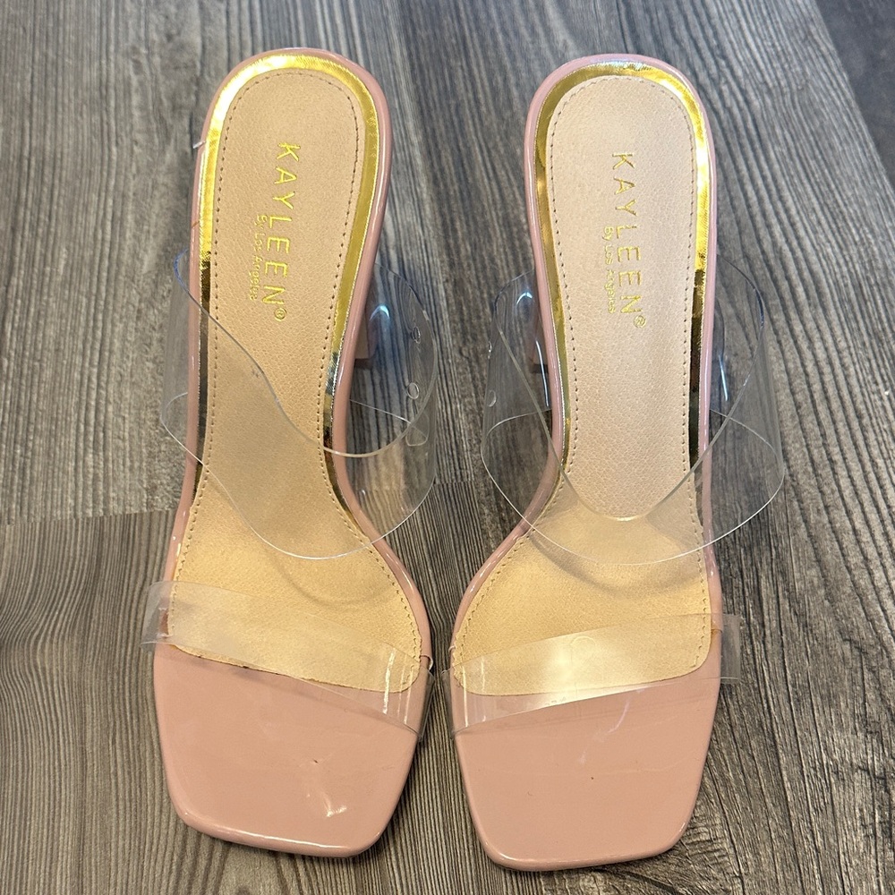 KAYLEEN By Los Angeles Blush Pink Heels with Clear Straps